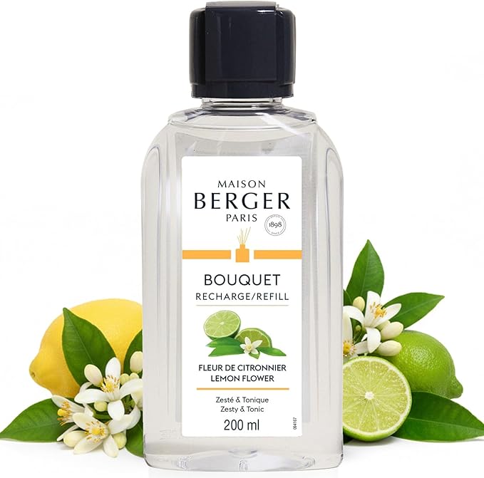 Maison Berger - Lemon Flower - Air Freshener - Fragrance Refill for Reed Sticks and Ceramic Diffuser - 6.76 Fluid Ounces - 200 Milliliters