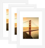 8x12 Picture Frame 3 Pack - White Poster Frame Display Pictures 6x8 with Mat or 8 x 12 Without Mat for Wall Hanging Horizontal and Vertical