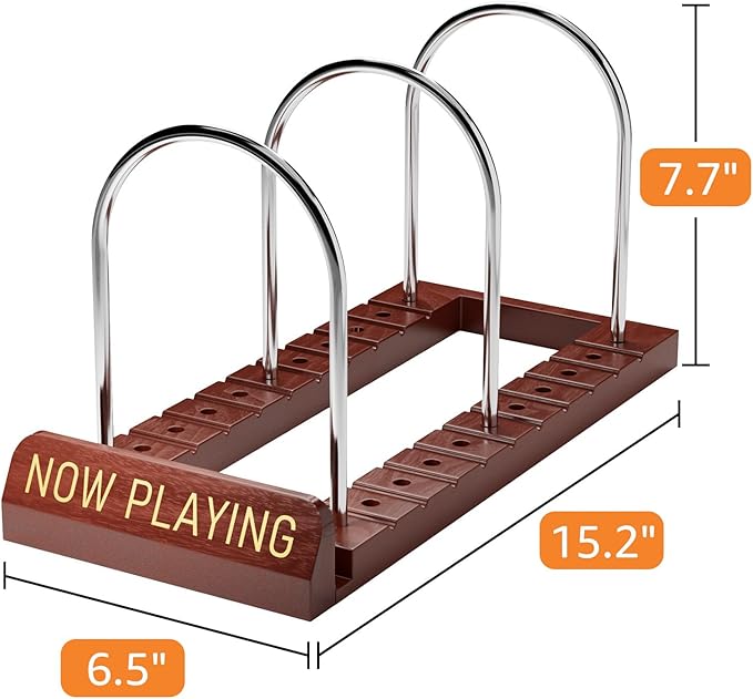 Bulado Now Playing Vinyl Record Holder, Wooden Vinyl Record Storage with Front Display Groove, Album Storage Stand Organizer for 50 LPs, Easy to Assemble, Magazine Holder Rack for Gift
