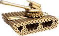Bullet Shell Casing Shaped Army Tank Metal Sculpture,Great Decorative Artwork Model Gift for Home,Study Room Decorations (Gold Disc Style)