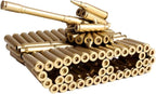 Bullet Shell Casing Shaped Army Tank Metal Sculpture,Great Decorative Artwork Model Gift for Home,Study Room Decorations (Gold Disc Style)