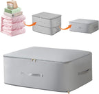Ultra Space Saving Self Compression Organizer, Upgraded Space Saving Self Compression Organizer Space Bags, Premium Comforter Packaging Cube Bedding Storage Bag (Light Grey, Large 54×42×30cm)