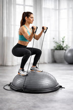 Balance Ball Trainer with Resistance Bands and Foot Pump, Inflatable Yoga Ball for Home Gym Workouts, 23 Inch Exercise Half Ball for Balance Training Core Strength Fitness More, 330lb Cap