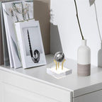 Hipiwe Gold Metal Arm Display Stand Easel with Acrylic Base Small Display Easel Holder for Sphere Crystal Ball Mineral Geodes Rock Seashell, Medium
