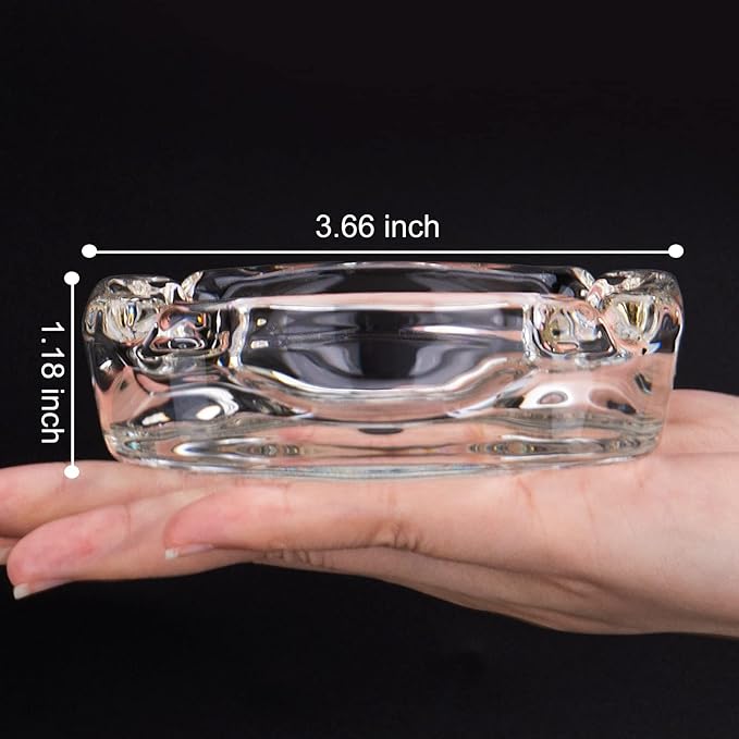 Glass Ashtray, Home Ashtrays for Cigarettes, Cigar Cool Ashtrays Cute Ashtray Square Transparent (2 Pcs)