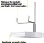 RattanView 16 Pcs Crystal Holder Easel Display Adjustable Metal Arm Display Stand with Acrylic Base Easel Rock Mineral Stand for Gemstone Fossils Geodes Mineral Agate Collection(Silver)