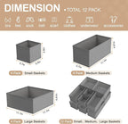 Drawer Organizer Clothes & Dresser Organizers - 12 Pack Foldable Drawer Dividers, Baby Clothes Organizer & Nursery Storage for Sock, Underwear, Bra, Belt, Closet and Dresser Drawer Organizers(Grey)
