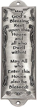 Bless This House Pewter Mezuzah Plaque