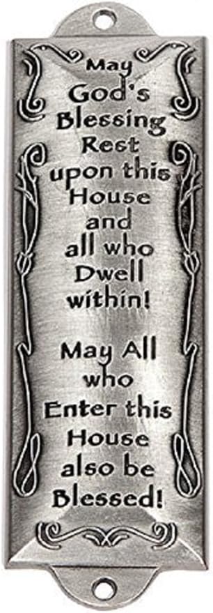 Bless This House Pewter Mezuzah Plaque