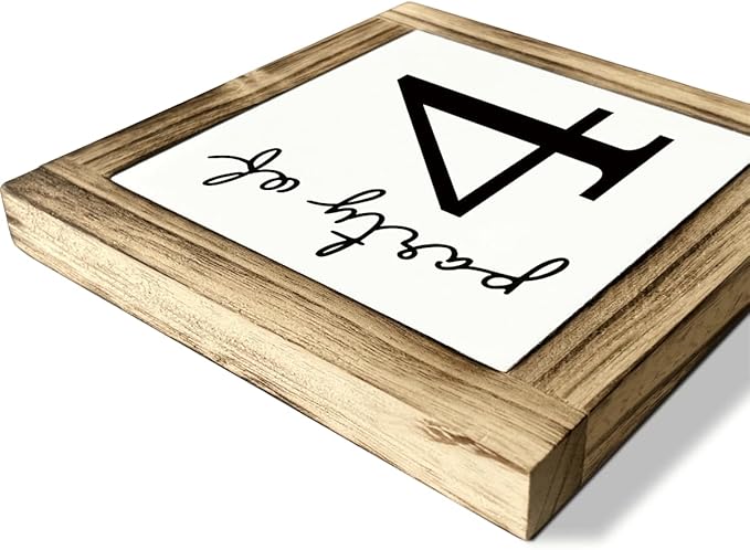Party of 4 Signs, Family Signs Decor, Box Sign Wood Desk Sign Decor, Farmhouse Wood Decoration, Home Decor for Living Room, Party Decors Accessories, Decorative Wooden Table Signs, 5.9×5.9 inches