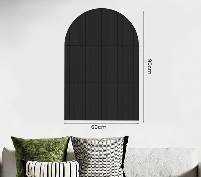 Large Arched Felt Bulletin Board 35" x 24",Cork Board Alternative - 6 Customized Felt Wall Tiles with Push Pins, Cork Boards for Walls Pin Board for Office & Home Panels - Black