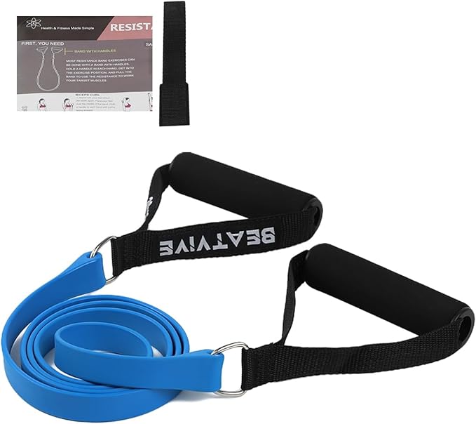 Exercise Bands with Handles, Resistance Bands with Handles, Ideal for Physical Therapy, Strength Training, Muscle Toning - Door Anchor and Starter Guide Included