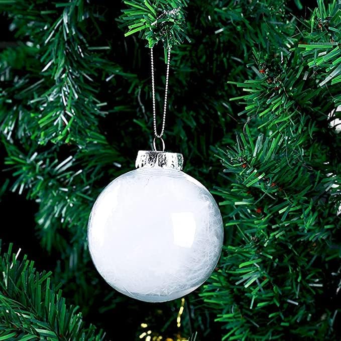 16 pcs Hanging Clear Plastic Fillable Ornaments, 2.36" DIY Christmas Balls Craft Ornaments for Christmas Tree, Halloween and Wedding Birthday Party Decorations, Creative Gifts (60 mm)