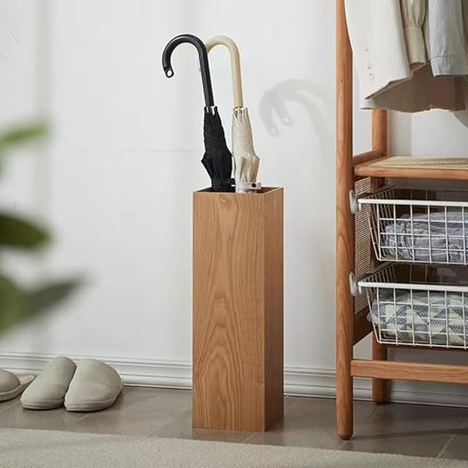 MAGICLULU Wooden Umbrella Stand Holder Wood Cane Holder Stand Retro Umbrella Rack Barrel Walking Stick Holder for Entryway Indoor 19.65 x 6.29 x 6.29Inch