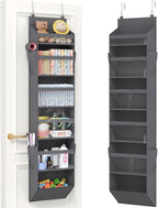 Lifewit 1 Pack Over the Door Organizer, Clear Window Hanging Storage with 4 Side Pockets, Anti Tilt 40 lbs Load Behind Door for Pantry, Nursery, Bathroom, Bedroom, Dorm, 6 Section, Gray