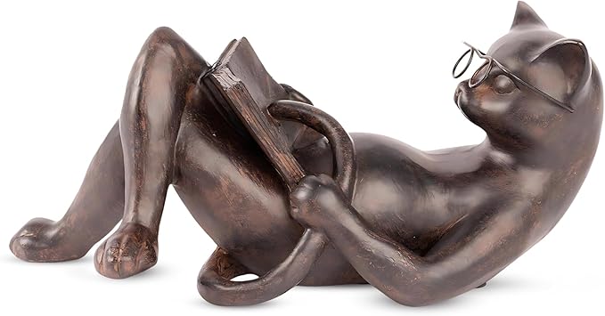 Young's Resin Cat Reading Figurine, 13.25-Inch (10616)