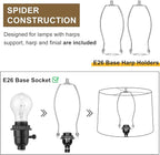 Drum Lampshades Set of 2, Fabric Lampshades for Table Lamps Floor Lamps, Medium Lampshades 11.6" Top x 12.6" Bottom x 9.8" High, Easy Assembly Shades Replacement, Natural Linen Hand Crafted (Spider)