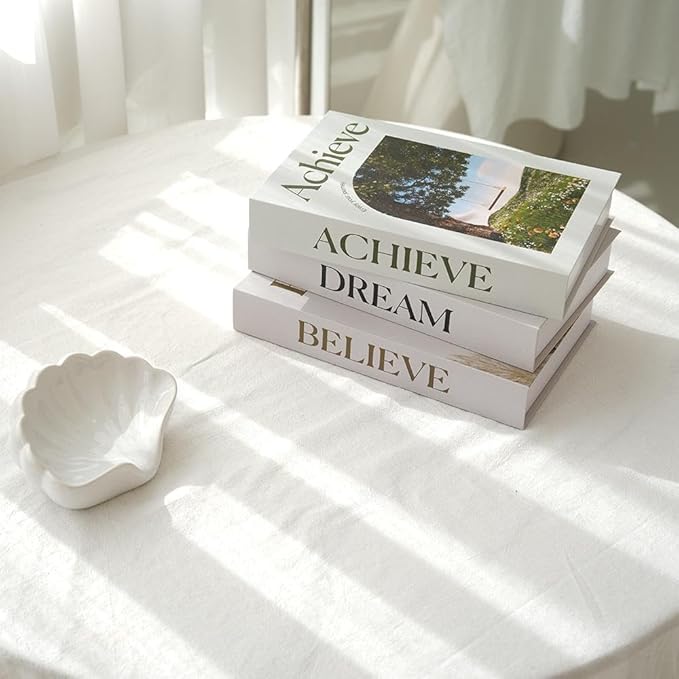 3 PCS Faux Decorative Books for Home Decor-Coffee Table Books Decor-Aesthetic Fake/Faux Books for Decoration,libros Decoration for Coffee Table, Shelf Accessories (Believe Achieve Dream)