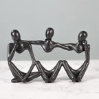 BMLCGJ Thinker Statue Gold Decor Abstract Art Sculpture, Golden Resin Collectible Figurines for Home Living Room Office Shelf Decoration,Great Gifts Ideas (Conjoined Body-Black)
