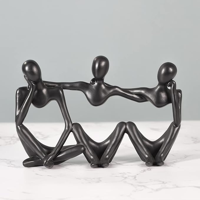 BMLCGJ Thinker Statue Gold Decor Abstract Art Sculpture, Golden Resin Collectible Figurines for Home Living Room Office Shelf Decoration,Great Gifts Ideas (Conjoined Body-Black)