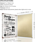 Funny Kitchen Signs Decor-Kitchen Farmhouse Decor-Personalized Kitchen Metal Sign-Retro Kitchen Counter Accessories-12x8 Inch Hanging Plaque Home Wall Decorations-Family Recipes