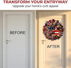 Patriotic Wreaths for Front Door, 250 Anniversary Wreath 4th of Red White and Blue Wreath, Memorial Day Flag Wreaths for Indoor Outdoor Porch Decory Holiday Decorative (#C)