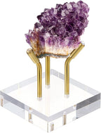 Hipiwe Acrylic Display Stand - Three Metal Peg Display Easel with Acrylic Base for Sphere Crystal Ball Mineral Geodes Rock Agate Small Collectibles Home Decor,Gold,Large