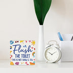 Funny Bathroom Signs Summer Bathroom Decor Flower Summer Decorations Wooden Box Sign for Home Office Farmhouse Table Shelf