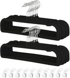 Pants Hangers Non Slip - 20 Pack Velvet Hangers for Closet - Thin Space Saving Clothes Hanger - Strong, Durable, Perchas Terciopelo with 360° Rotatable Hook for Jean, Tank Top, Bra, Shorts (Black)