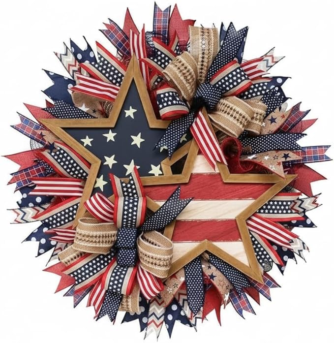 250th Anniversary Wreath for Front Door, USA 250th Anniversary Patriotic Wreath, Red White Blue America 250 Door Wreath, Handmade 250 Anniversary USA Wreath for Home Porch Wall Decor
