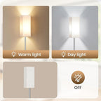 64.6'' Floor Lamp, Pole with Foot Switch, Modern Standing Lamp Lamp, Minimalist Freestanding Lamp (Bulb Not Included), for Living Room, Bedroom Office ETL Listed, Silver and Beige, SE07LD05