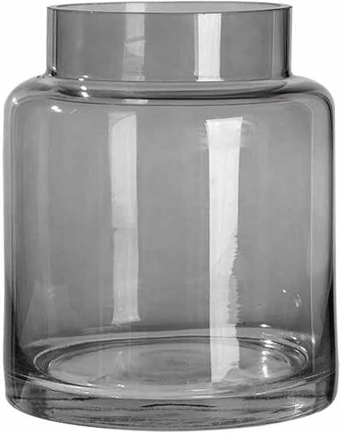 7 Inch Tall Vases for Flowers, Large Glass Vase for Centerpieces, Clear Glasses Home Decor Modern Jarrones Decorativos for Wedding Living Room Dining Table (Gray)