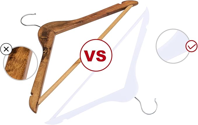 ELONG HOME Wooden Hangers 30 Pack, Wood Hangers with Extra Smooth Finish, Precisely Cut Notches & Chrome Swivel Hook, Wooden Clothes Hangers for Shirt Coat Jacket Dress, White