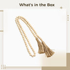Tassels with Wood Beads 84 Large, Rustic Farmhouse Charm Stack Faux Decorative Accents, Fireplaces Shelves Coffee Tables for, 55 In-59 in (140 Cm-150 Cm) Home Decoration