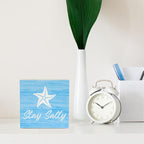 Beach Bathroom Decor Starfish Decor Stay Salty Beach Theme Summer Decorations Wooden Box Sign for Home Office Farmhouse Table Shelf
