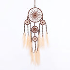 Pretty Jolly Pampas Grass Dream Catchers Wall Decor with Handmade Large Red Native Americans Witch Dreamcatcher with Wood Beads for Adults Bedroom Wedding Garden Bless Birthday Gift-5 Rings