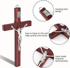 XIPENGKEJI Wooden Cross Wall Hand Held Prayer Jesus Crosses Christian Small Wooden Cross with for Decor Christian Gift 4.7 inch with Velvet Bag