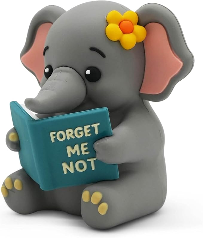 Little Readers – Cute Figurines for Bookshelves, Desks, Terrariums & Home Decor – Book-Loving Animal Statues - Elephant