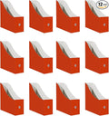 Limitliho 12 Pack Red Cardboard Magazine Holder, Sturdy Book Bins for Classroom Library, 10.6'' ×10.2'' ×3.5'' Inch Vertical File Folder Box