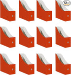 Limitliho 12 Pack Red Cardboard Magazine Holder, Sturdy Book Bins for Classroom Library, 10.6'' ×10.2'' ×3.5'' Inch Vertical File Folder Box