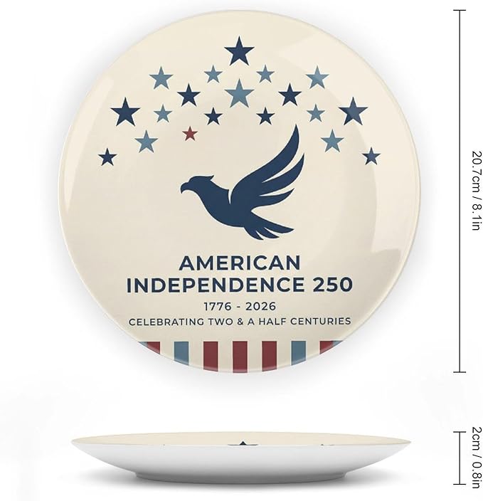 250th Anniversary Decorative Plates 8 Inch Patriotic Decorations Minimal Eagle Commemorative Plates with Stand Memorial Day 4th of July Veterans Day Home & Office