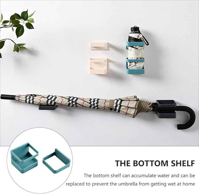 PRETYZOOM Wall-Mounted Umbrella Rack with Detachable Drip Tray Creative Umbrella Holder Shelf for Entryway Bathroom Kitchen Neat Storage Organizer