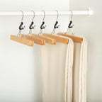 Amazon Basics Wooden Pants Hangers Closet Organizer,Natural,(Pack of 120)