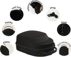 Black hard hat box baseball cap storage box with handle and adjustable shoulder strap suitable for travel and home storage