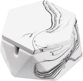 FREELOVE Concrete Ashtray with Lid & Stainless Steel Ashtrays for Cigarettes, Cement Ash Tray Smoking Holder Indoor Smokeless Outdoor Windproof Patio Home Office Cool Decor(White Marble, Small)