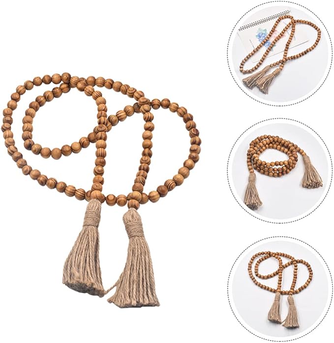 Hanging Decor Beads Decorative Tassels 1pc Wooden String for Home Decor