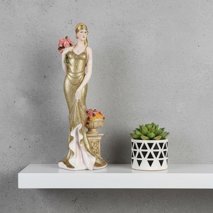 Comfy Hour Glamour Elegance Victorian Style Lady Collection (Slim Lady Holding a Bunch of Flowers)