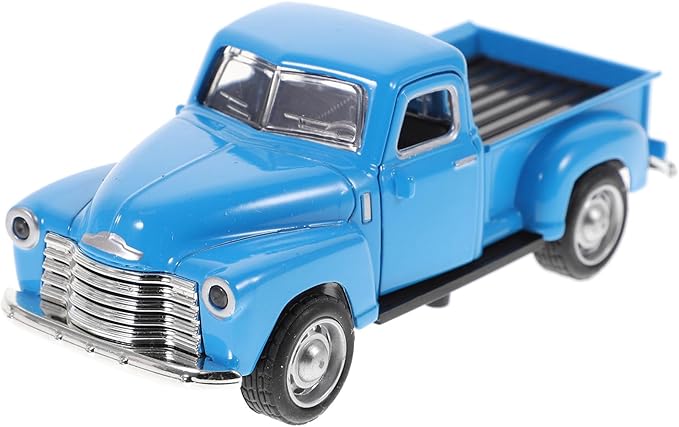 NUOBESTY Old Pickup Truck Figurine - Vintage Alloy Car Vehicle Toy Sky-Blue Retro Ornament for Christmas Table Centerpiece, New Year Birthday Decoration