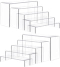 Anglelife 10 Pcs 2 Set 5 Size Large Acrylic Risers, (7”L~8”L~9”L) Rectangular Clear Risers Display Shelves, Transparent Acrylic Risers for Decor, Cupcake Candy Shoe Showcase Stands