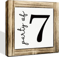 Party of 7 Signs, Family Party Decoration, Box Sign Wood Desk Sign Decor, Farmhouse Home Decor for Living Room, Kitchen Decors for Shelf, Decorative Wooden Table Signs, 5.9×5.9 inches
